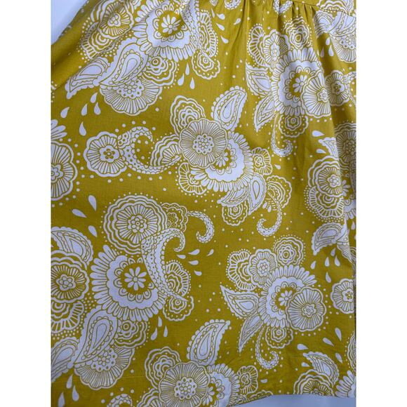 Boden Yellow Floral Paisley Cotton Fit & Flare sleeveless summer Dress Size 8P - Picture 6 of 16